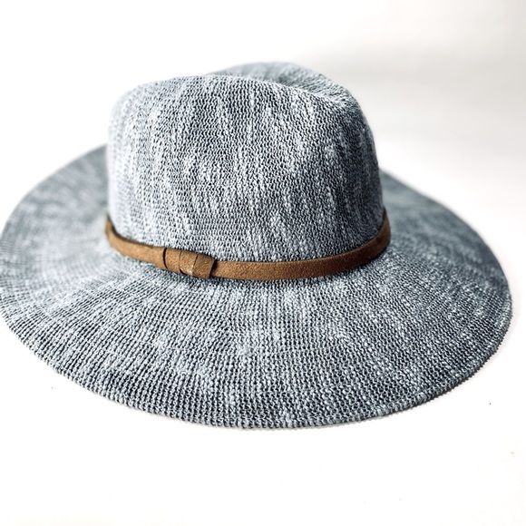 hinge Accessories - 🎉LAST CALL🎉 Hinge Blue Gray Woven Brimmed Brown Leather Hat Adjustable OS